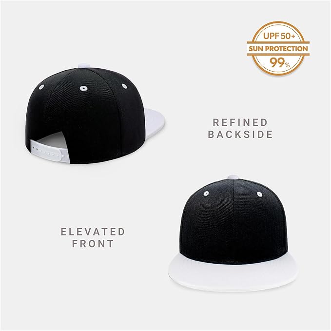 CHOK.LIDS Flat Bill Visor Classic Snapback Hat Blank Adjustable Brim High Top End Trendy Color Style Plain Tone Baseball Cap