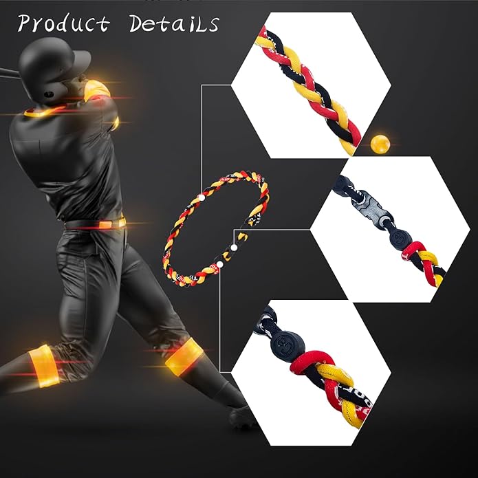 18inch Baseball Necklace,Fashion Tri-Braided Rope Tornado Necklace for Sports Fan