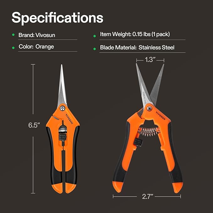 VIVOSUN 2-Pack 6.5 Inch Gardening Scissors Hand Pruner Pruning Shear - Image 3
