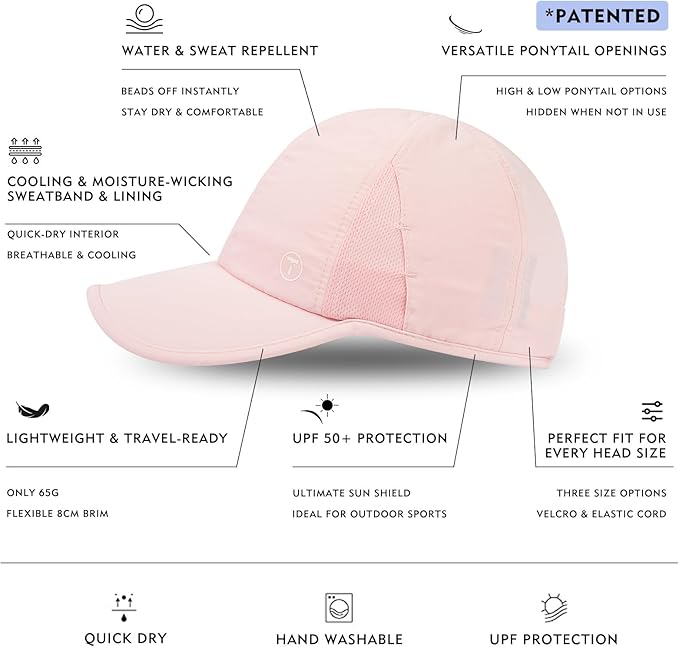 TOP-EX Cooling UV 50 High Ponytail Baseball Cap for Women - Most Women Start with S/M - Breathable for Running Golf Sports