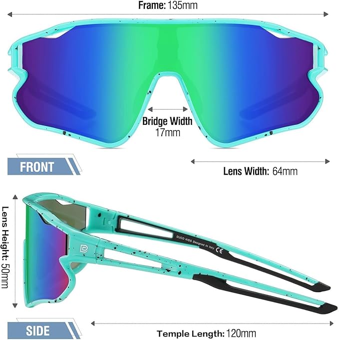 DUCO Kids Sunglasses Youth Baseball Sun Glasses Lightweight TR90 Frame UV400 Sports Cycling Shades for Boys Girls DK268