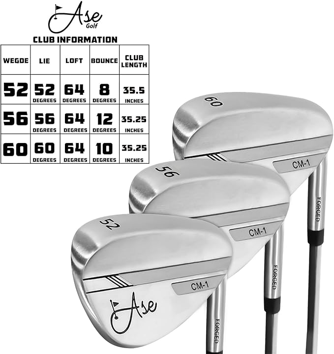Premium CM-1 Golf Wedge Set or Individual Golf Wedges - Full Face Grooves + Milled Face Wedges, Singles or Set for Men Lob, Gap, Sand Wedged 50/52/54/56/58/60 Degree Clubs
