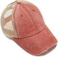 Criss Cross Hat Washed Distressed Baseball Cap Ponytail Hat High Messy Bun Ponycap for Women