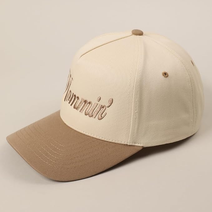 MIRMARU Two-Tone Vintage Canvas Trucker Hats for Men & Women, Adjustable Size Baseball Caps with Trendy Embroidered Design