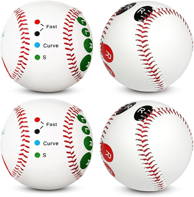 LOOEEL 4 PCS Pitch Practice,Training Baseball Pitching Grip Pitch Practice,Finger Placement Markers Baseball Training Equipment for Teenagers Beginners to Learn Multiple Baseball Grips.-Soft/Hard