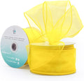 CT CRAFT LLC Sheer Organza Wired Ribbon 2.5" x 25 Yards x 2 Rolls Yellow by CTCRAFTLLC