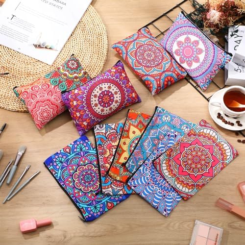 Eccliy 20 Pcs Mandala Canvas Makeup Bag Bulk, Indian Return Gifts for Women