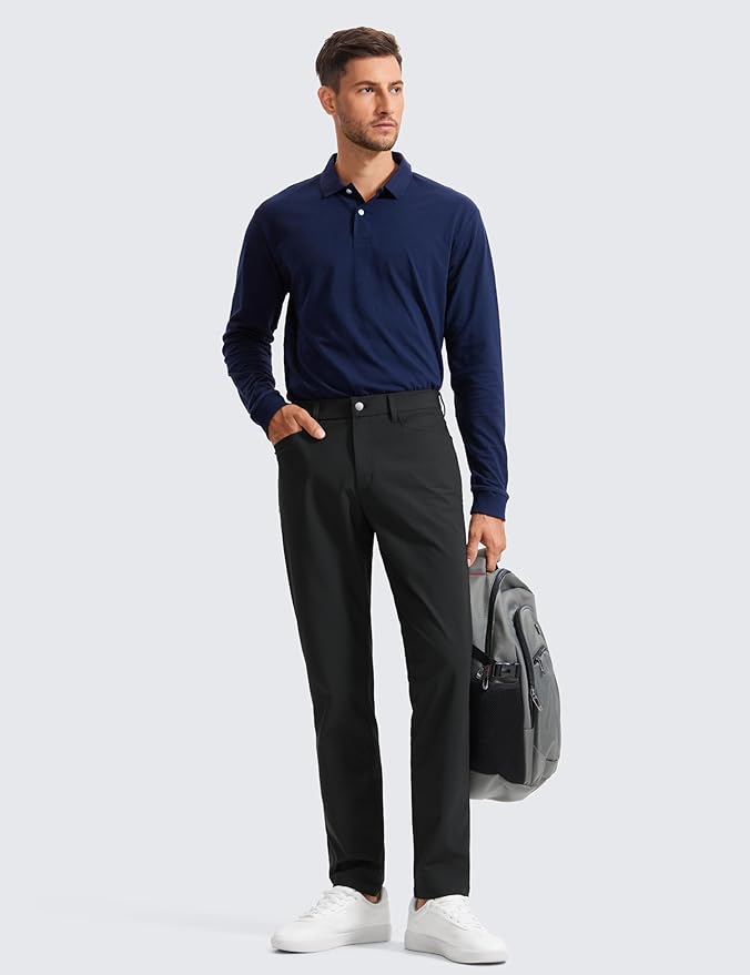 CRZ YOGA All Day Comfy 5-Pocket Golf Pants for Men - 28"/30"/32"/34" Quick Dry Lightweight Casual Work Stretch Trousers