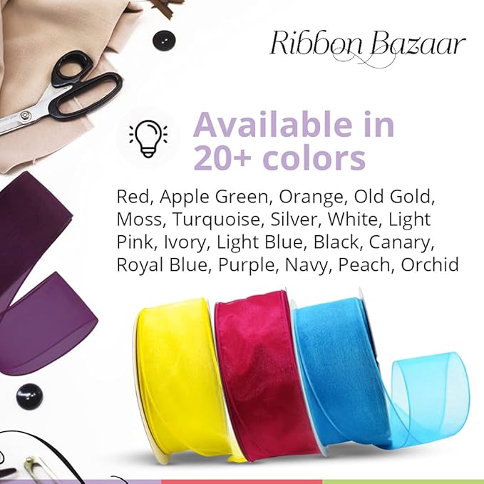Ribbon Bazaar Sheer Organza Wired Ribbon - Image 6
