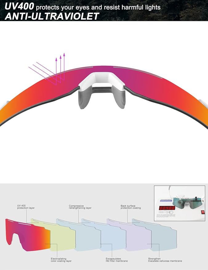 OULAIQI Cycling Sunglasses Polarized Sunglasses for Cycling Men Women with 1 Lens or 3 Interchangeable Lens Baseball Glasses