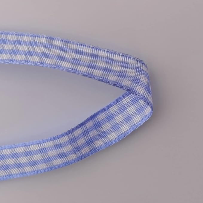 Light Blue Gingham Plaid Checked Ribbon 25 Yard Each Roll 100% Polyester - Image 8