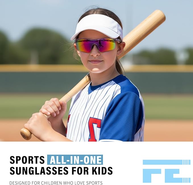 FEISEDY Kids Teens Baseball Polarized Sunglasses Sports TR90 Frame Boys Girls Cycling B2454