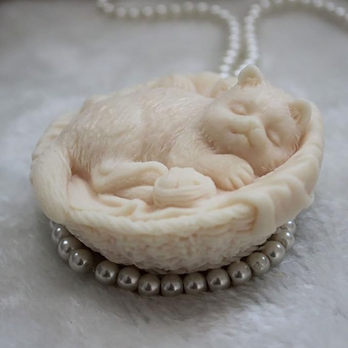Cat in Bowl Silicone Wave Spiral Candle Mold - Image 2