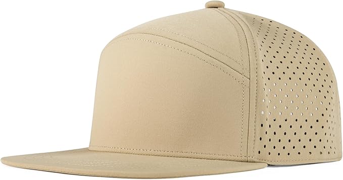 FEINION Men Flat Brim Adjustable Performance Hat Snapback Laser Perforated Baseball Cap