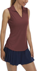 LastFor1 Women's Sleeveless Polo Golf Shirts Quick Dry 50+ UV Protection V-Neck with Collar Lightweight Tennis Tank Tops