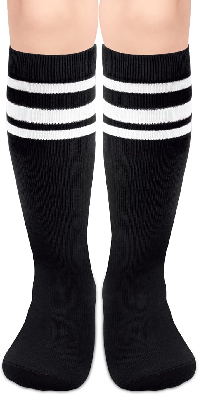 Sarfel Kids Soccer Socks Toddler Soccer Socks Girls Boys Soccer Socks Kids Tube Socks with Stripes Toddler Knee High Socks