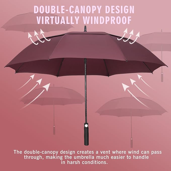 ZOMAKE Golf Umbrella Windproof, Extra Large Oversized Heavy Duty Double Canopy for Rain, Sports Games & Push Cart(51/54/62/68/72Inch)