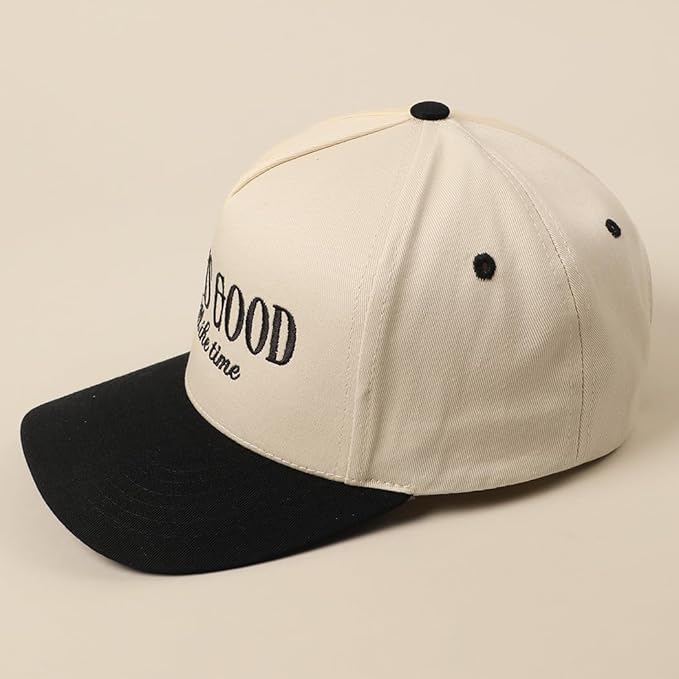 MIRMARU Two-Tone Vintage Canvas Trucker Hats for Men & Women, Adjustable Size Baseball Caps with Trendy Embroidered Design