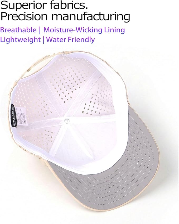 Zylioo Oversize XXL XL Performance Baseball Cap, High Profile 5-Panel Snapback Hat, Laser Cut Mesh Cap for Big Heads