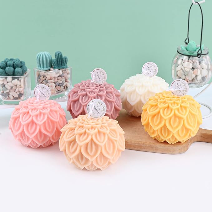 Nasturtium Ball Candle Silicone Mold Lotus Petal Flower Soap Mold - Image 5