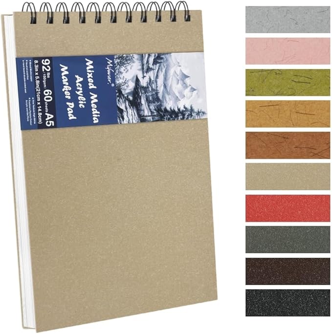8.3x5.8 Sketch Book, Top Spiral Bound Sketch Pad, 60sheets 92lb/150gsm Bright by E-WEICHEN
