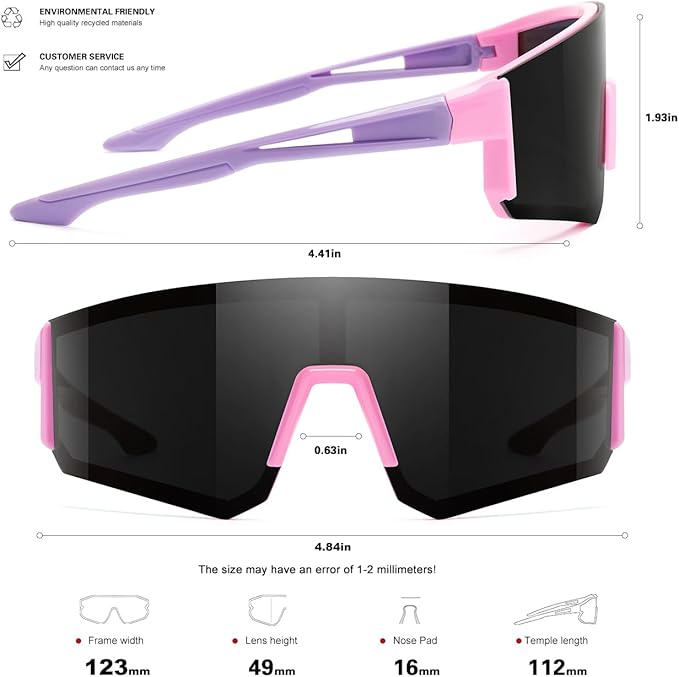 SEKKAF Youth Baseball Sunglasses for Boys Girls Age 6-12 Softball Cycling Sports Sunglasses for Kids Lightweight Frame
