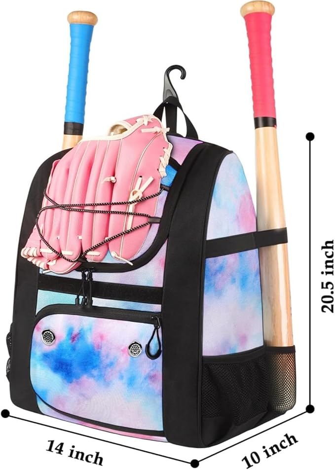 MATEIN Softball Bag, Lightweight Baseball Backpack with Shoe Compartment, Baseball Bag with Fence Hook for TBall Bat & Equipment, Softball Gifts Catchers Backpack for Women Fit Catcher’s Mitt, Helmet