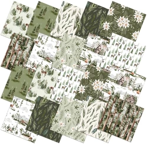 Hahafelt 10pcs 18"x22" Watercolor Forest Fat Quarter Christmas Tree Fabric