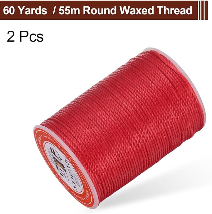 uxcell Round Leather Sewing Waxed Thread, 55m / 60 Yards Polyester Wax String - Image 3
