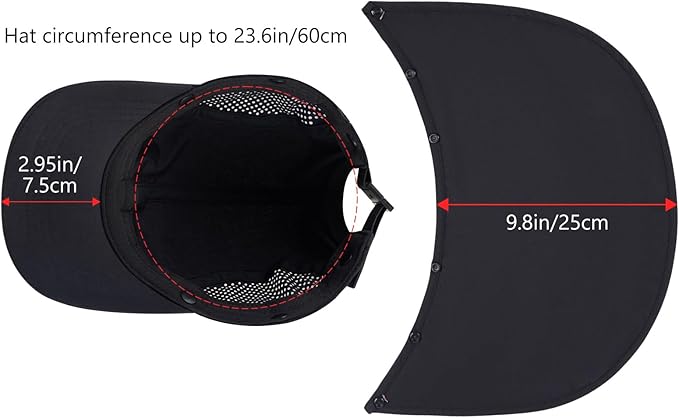 BASSDASH UPF 50+ Foldable Fishing Hat Baseball Cap with Removable Neck Flap Portable for Men Women Golf Hiking