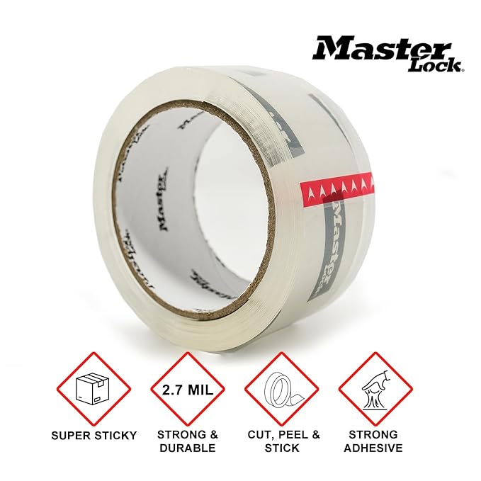 Master Lock Heavy Duty Packing Tape, 2 in x 55 yd, 2.7 Mil Thick Strong - Image 4