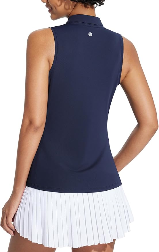 BALEAF Women's Golf Shirts Tank Tops Sleeveless Tennis Polo Racerback with Zipper Collar Athletic Tanks Quick Dry