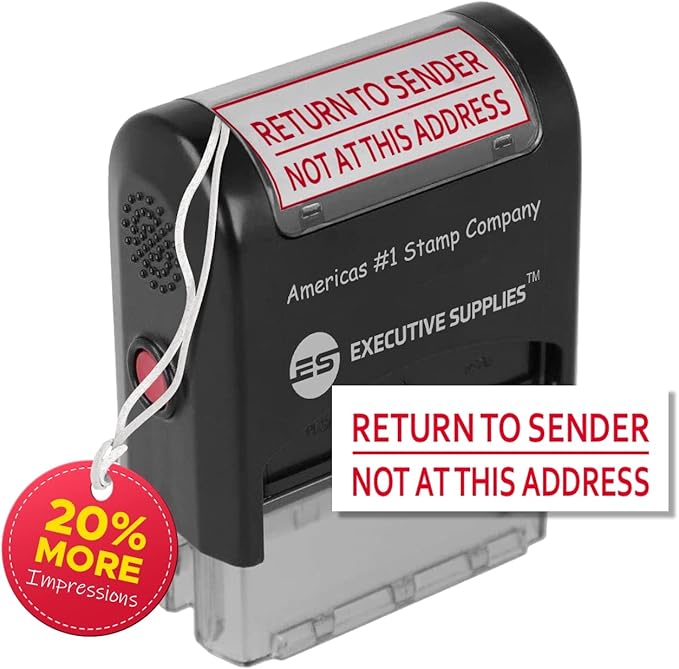 Return to Sender Stamp, Wrong Address Return to Sender Rubber Stamp, self by EXECUTIVESUPPLIES