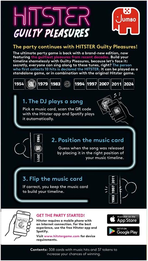 Jumbo Hitster - Guilty Pleasures, Fun Music Quiz Card Game, 2-10 Players - 300 - Image 2