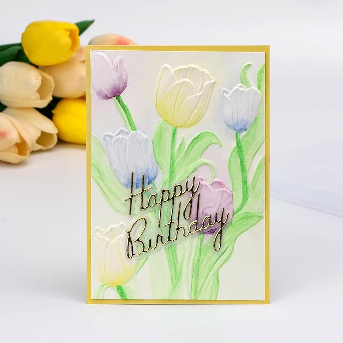 BAOFALI 3D Flowers Theme Plastic Embossing Folders Tulip - Image 6