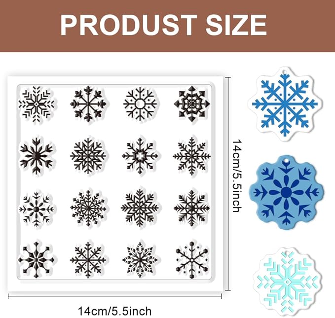 CHGCRAFT Polymer Clay Texture Sheets Winter Snowflakes Silicone Texture Stamp - Image 2