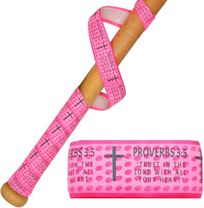 Piemow Baseball Bat Grip Tapes, Faith Cross Bat Grip Tape, 1.5mm Precut and Full Adhesive Baseball Wrist Tape, Scripture Designs Non-Slip Religious Baseball Grip Tapes for Sports