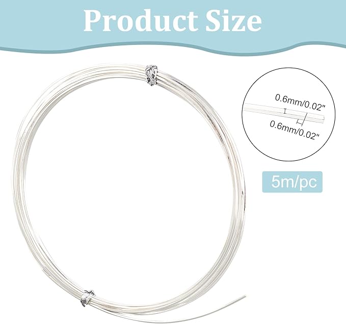 BENECREAT 23 Gauge 16 Feet Silver Square Copper Wire, Bendable Metal Craft Wire - Image 2