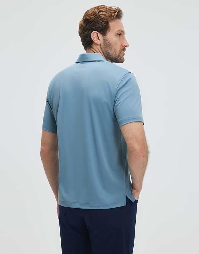 Mens Polo Shirts Short and Long Sleeve Casual Solid Stylish Dry Fit Performance Designed Collared Golf Polo Shirts for Men