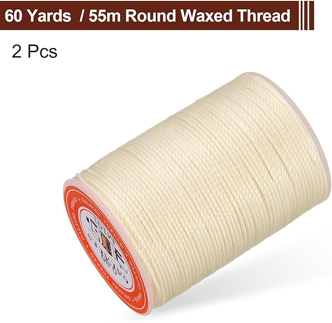uxcell Round Leather Sewing Waxed Thread, 55m / 60 Yards Polyester Wax String - Image 3
