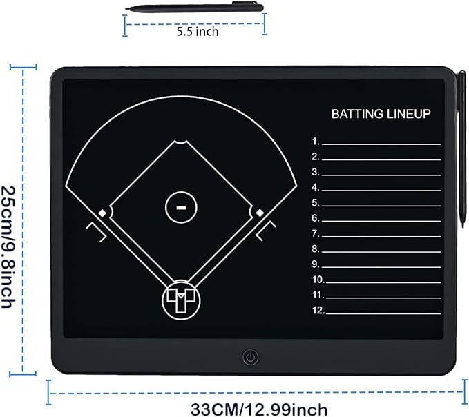 Baseball Coaching Board– 16" Softball Lineup Board,Electronic Coach Lineup Board, Premium Tactical Baseball Coach Clipboard,Dugout Display Softball Coaching Accessories，Youth School Team Equipment