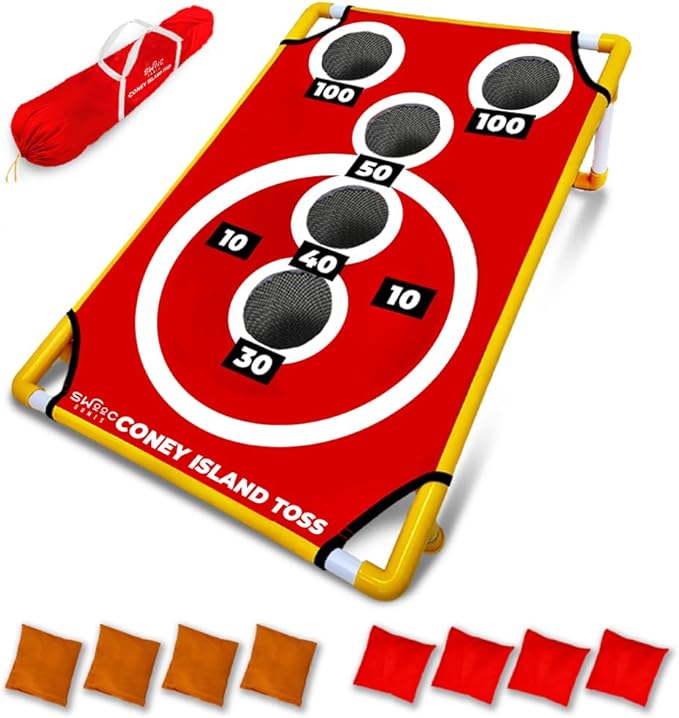 SWOOC Games - Coney Island Toss™ - Arcade Style Cornhole Board Set w/Carrying by SwoocGames