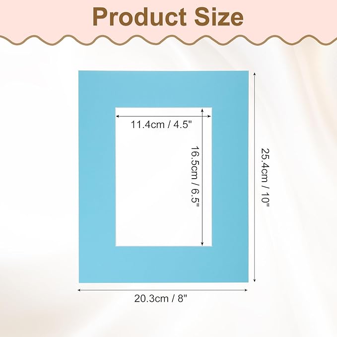 Picture Mats, 8 x 10 for 5 x 7 Pictures Acid Free White Core Bevel Cut Frame - Image 2