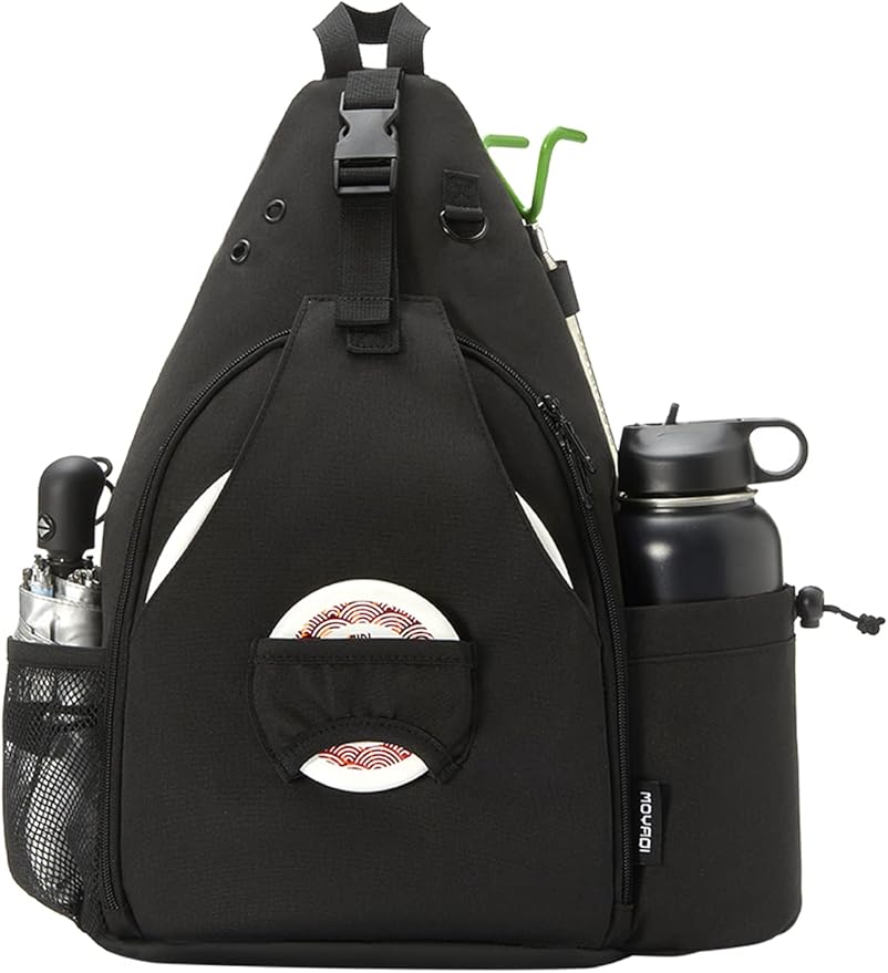 MOYAQI Disc Golf Bag with Retriever Holder and Storage Pockets, Disc Golf Backpack with 8-10 Disc Capacity, Padded Adjustable Strap and Back Panel, Lightweight and Durable