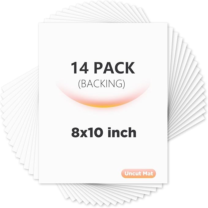 Egofine 14 Pack Mat Board, 8x10 Backing Board, Acid Free White Uncut Mat Board by Egofine
