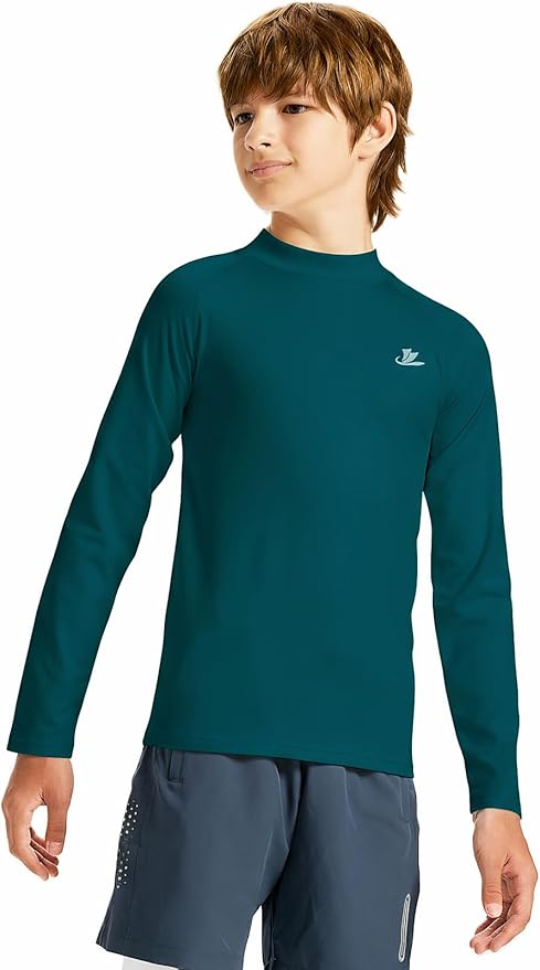 DEVOROPA Youth Boys Compression Thermal Shirt Long Sleeve Kids Fleece Baselayer Soccer Baseball Undershirt Slim/Regular/Husky