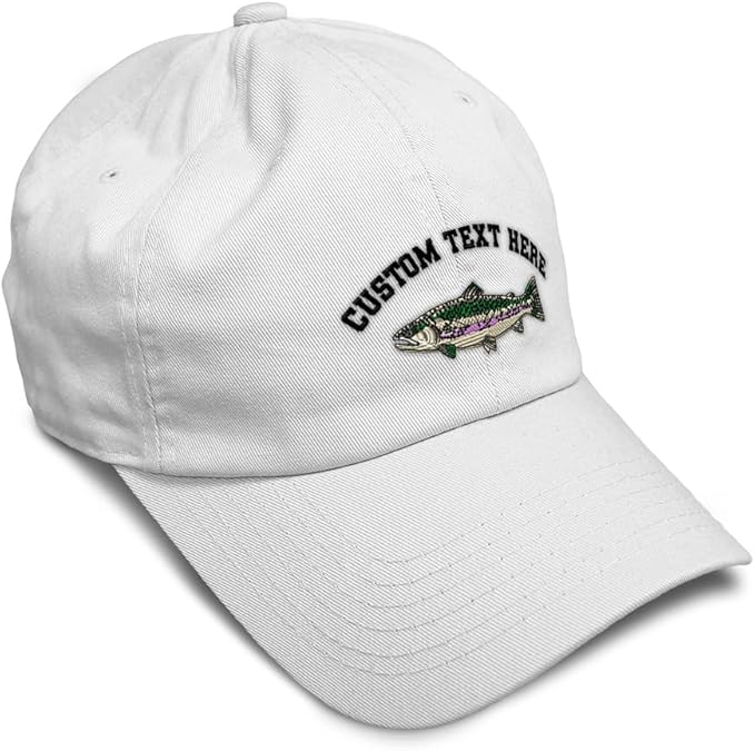 Custom Soft Baseball Hat Embroidered Dad Hat Fish Rainbow Trout Men & Ladies Baseball Cap Cotton
