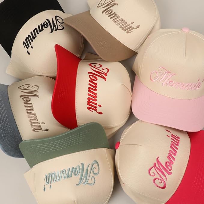 MIRMARU Two-Tone Vintage Canvas Trucker Hats for Men & Women, Adjustable Size Baseball Caps with Trendy Embroidered Design