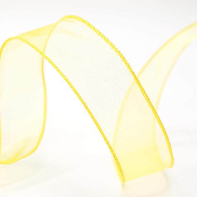 CT CRAFT LLC Sheer Organza Wired Ribbon 1.5" x 50Yards Yellow - Image 3