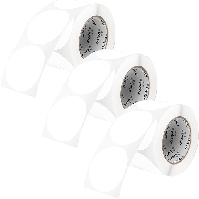 Perco White 3-Inch Round Circle Dot Sticker Labels by Perco